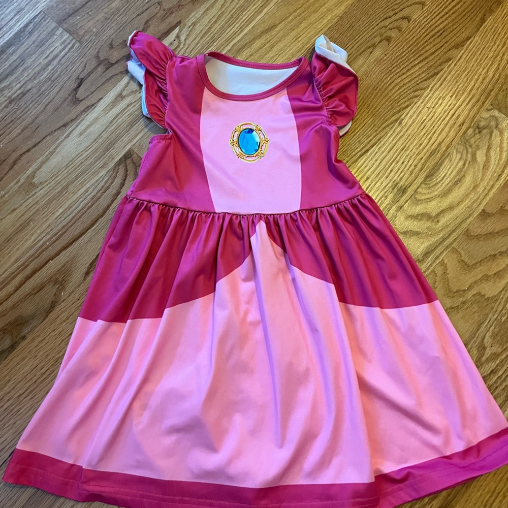 Princess Peach Girls Pink Dress Costume